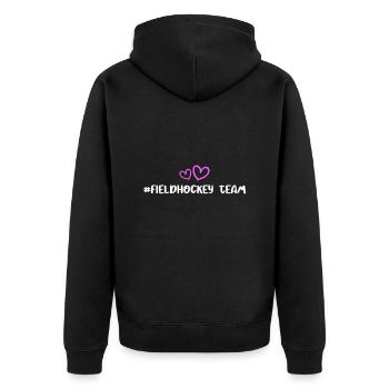 feldhockey team herz - Unisex Premium Bio Zip Hoodie - Schwarz - Hinten - Nico (187cm)