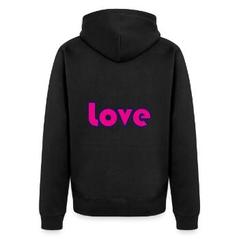 GERADE VERHEIRATET. Junggesellinnenabschied. VALENTINSTAG. PAAR. LIEBE - Unisex Premium Bio Zip Hoodie - Schwarz - Hinten - Nico (187cm)