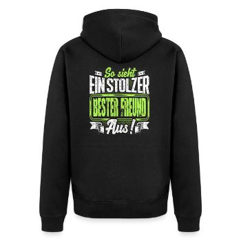 Bester Freund - stolz - Unisex Premium Bio Zip Hoodie - Schwarz - Hinten - Nico (187cm)