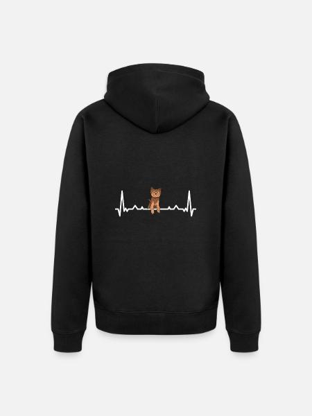 Heartbeat Yorkshire Terrier - Unisex Premium Organic Zip Hoodie - black