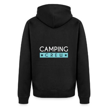 Camping Crew - Unisex Premium Organic Zip Hoodie - black - Back - Nico (187cm)