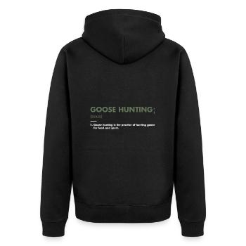 Geese Hunter Definition Goose Hunting - Unisex Premium Bio Zip Hoodie - Schwarz - Hinten - Nico (187cm)