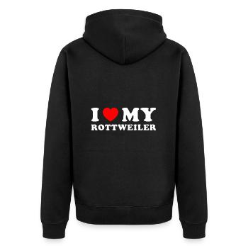 J’aime mon Rottweiler - Veste à capuche bio Premium Unisexe - noir - Dos - Nico (187cm)