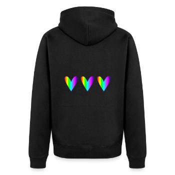 HEART. HEARTS. SAINT VALENTINE. LOVE. LOVE. COUPLE - Unisex Premium Organic Zip Hoodie - black - Back - Nico (187cm)