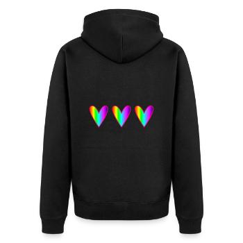 HEART. HEARTS. SAINT VALENTINE. LOVE. LOVE. CHRISTMAS - Unisex Premium Organic Zip Hoodie - black - Back - Nico (187cm)