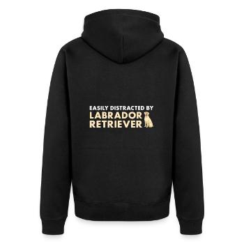 Facilement distrait par Labrador Retriever - Veste à capuche bio Premium Unisexe - noir - Dos - Nico (187cm)