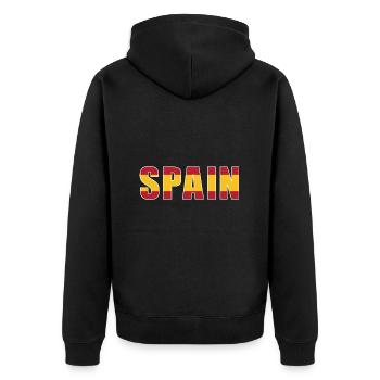 Spain Rugby - Unisex Premium Organic Zip Hoodie - black - Back - Nico (187cm)
