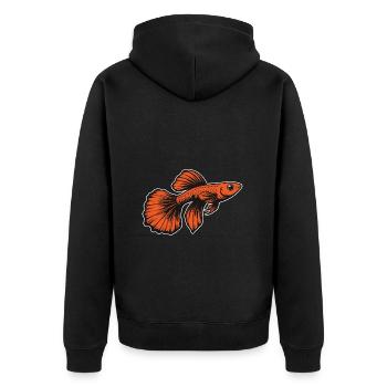 Red Guppy Design, Colorful, Vibrant and Unique - Unisex Premium Organic Zip Hoodie - black - Back - Nico (187cm)