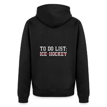 Sport To Do List Ice Hockey - Unisex Premium Bio Zip Hoodie - Schwarz - Hinten - Nico (187cm)