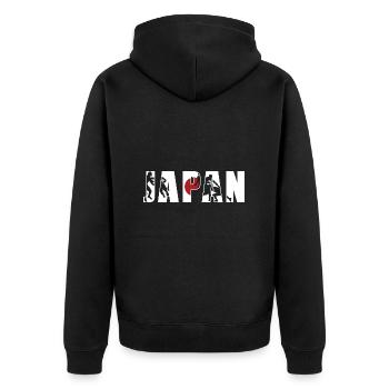 Japan Rugby - Unisex Premium Bio Zip Hoodie - Schwarz - Hinten - Nico (187cm)