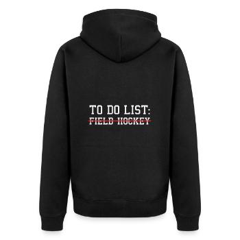 Sport To Do List Field Hockey - Unisex Premium Bio Zip Hoodie - Schwarz - Hinten - Nico (187cm)