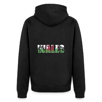 Wales Rugby - Unisex Premium Organic Zip Hoodie - black - Back - Nico (187cm)