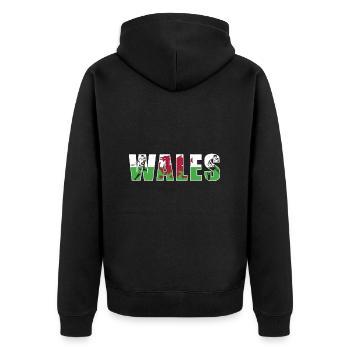 Wales Rugby - Unisex Premium Organic Zip Hoodie - black - Back - Nico (187cm)