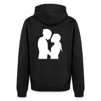 Bikercouple Love Motorcycle Couple Couple Hug - Unisex Premium Organic Zip Hoodie - black - Back - Nico (187cm)