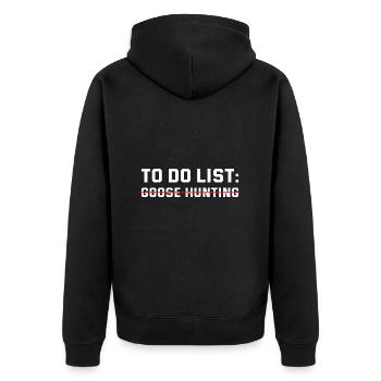 Geese Hunter To Do List: Goose Hunting - Unisex Premium Bio Zip Hoodie - Schwarz - Hinten - Nico (187cm)