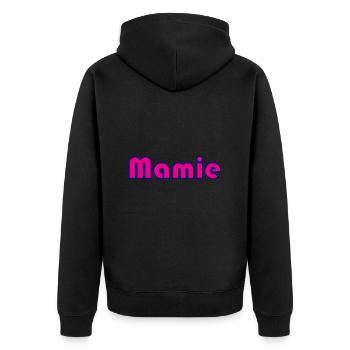 MAMIE. FÊTE DES MÈRES. BONNE FÊTE MAMIE. JE T'AIME - Veste à capuche bio Premium Unisexe - noir - Dos - Nico (187cm)