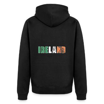 Ireland Rugby - Unisex Premium Organic Zip Hoodie - black - Back - Nico (187cm)