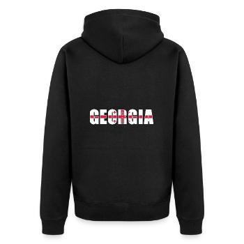Rugby - Unisex Premium Organic Zip Hoodie - black - Back - Nico (187cm)
