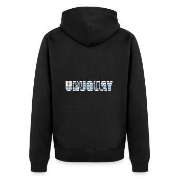 Uruguay Rugby - Unisex Premium Organic Zip Hoodie - black - Back - Nico (187cm)