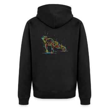 Abstract man doing push-ups - Unisex Premium Organic Zip Hoodie - black - Back - Nico (187cm)