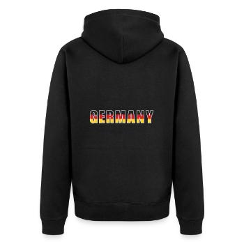 Germany Rugby - Unisex Premium Organic Zip Hoodie - black - Back - Nico (187cm)