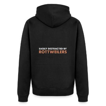 Easily Distracted By Rottweiler - Unisex Premium Bio Zip Hoodie - Schwarz - Hinten - Nico (187cm)