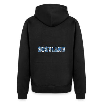 Scotland Rugby - Unisex Premium Organic Zip Hoodie - black - Back - Nico (187cm)