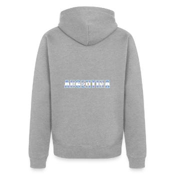 Argentina Rugby - Unisex Premium Bio Zip Hoodie - Grau meliert - Hinten - Nico (187cm)