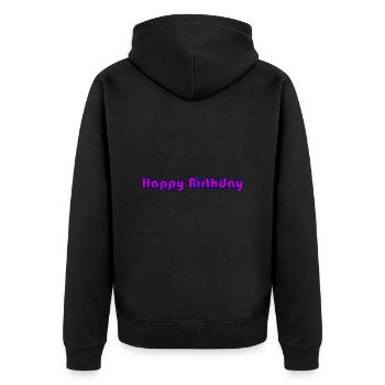 JOYEUX ANNIVERSAIRE. HAPPY BIRTHDAY. ANNIVERSAIRE. - Veste à capuche bio Premium Unisexe - noir - Dos - Nico (187cm)