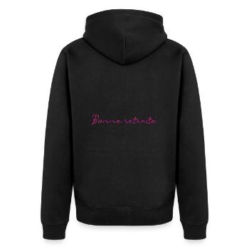 RETRAITE. RETRAITE. RETRAITEE. RETRAITE - Veste à capuche bio Premium Unisexe - noir - Dos - Nico (187cm)