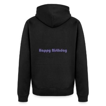ALLES GUTE ZUM GEBURTSTAG. ALLES GUTE ZUM GEBURTSTAG. JAHRESTAG. - Unisex Premium Bio Zip Hoodie - Schwarz - Hinten - Nico (187cm)