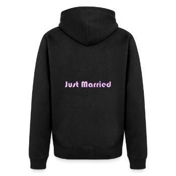 PAAR. ICH HABE GERADE GEHEIRATET. Junggesellinnenabschied. HEILIGER VALENTINSTAG. MARIES - Unisex Premium Bio Zip Hoodie - Schwarz - Hinten - Nico (187cm)