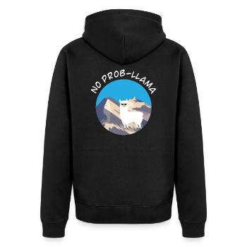 No Probllama Llama Animal Lover Gift Idea - Unisex Premium Organic Zip Hoodie - black - Back - Nico (187cm)