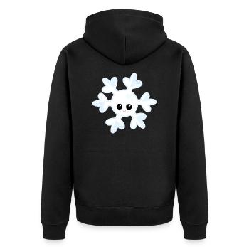 Schneeflocke - Unisex Premium Bio Zip Hoodie - Schwarz - Hinten - Nico (187cm)