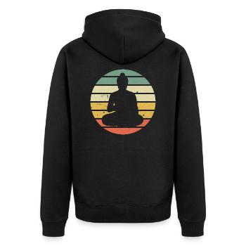 Vintage Buddha Buddhismus Yoga Meditationsgeschenk - Unisex Premium Bio Zip Hoodie - Schwarz - Hinten - Nico (187cm)
