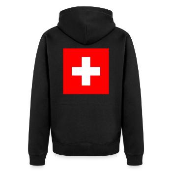 Croix suisse grande - Veste à capuche bio Premium Unisexe - noir - Dos - Nico (187cm)