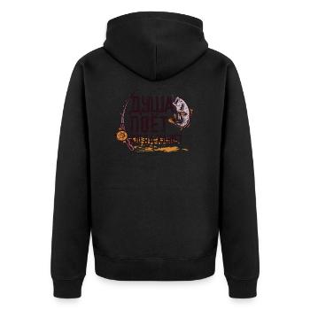 The Angler Soul Sings Saying on Russian Fishing - Unisex Premium Organic Zip Hoodie - black - Back - Nico (187cm)