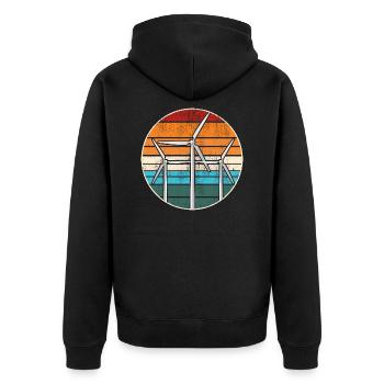 Windmill Retro Vintage Climate Change Earth Day - Unisex Premium Organic Zip Hoodie - black - Back - Nico (187cm)