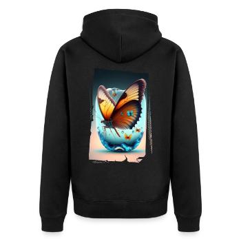 Fondant Butterfly - Unisex Premium Organic Zip Hoodie - black - Back - Nico (187cm)