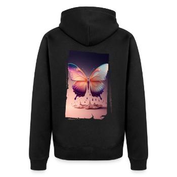 Fondant Schmetterling - Unisex Premium Bio Zip Hoodie - Schwarz - Hinten - Nico (187cm)