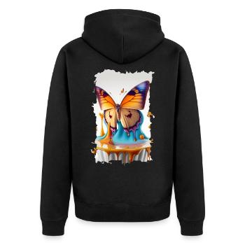Fondant Butterfly - Unisex Premium Organic Zip Hoodie - black - Back - Nico (187cm)