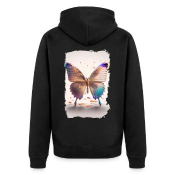 Melting butterfly - Unisex Premium Organic Zip Hoodie - black - Back - Nico (187cm)