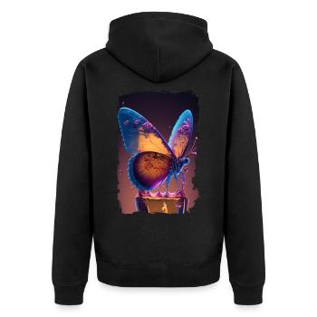 Fondant Schmetterling - Unisex Premium Bio Zip Hoodie - Schwarz - Hinten - Nico (187cm)