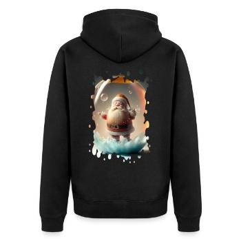 Gelee-Weihnachtsmann - Unisex Premium Bio Zip Hoodie - Schwarz - Hinten - Nico (187cm)