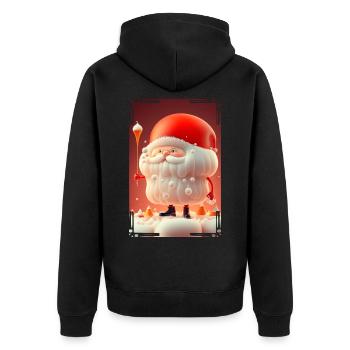 Gelee-Weihnachtsmann - Unisex Premium Bio Zip Hoodie - Schwarz - Hinten - Nico (187cm)
