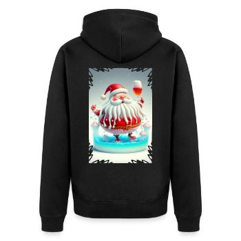 Gelee-Weihnachtsmann - Unisex Premium Bio Zip Hoodie - Schwarz - Hinten - Nico (187cm)