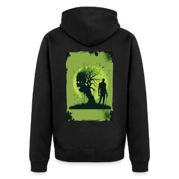 Zombie Illustration Minimalist Design - Unisex Premium Organic Zip Hoodie - black - Back - Nico (187cm)