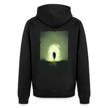 Zombie Illustration Minimalist Design - Unisex Premium Organic Zip Hoodie - black - Back - Nico (187cm)