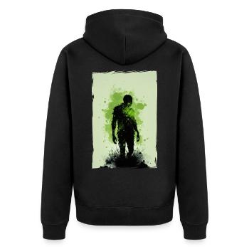 Zombie Illustration Minimalist Design - Unisex Premium Organic Zip Hoodie - black - Back - Nico (187cm)