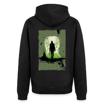 Zombie Illustration Minimalist Design - Unisex Premium Organic Zip Hoodie - black - Back - Nico (187cm)